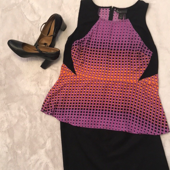 Lane Bryant Tops - Lane Bryant purple and orange print Peplum top